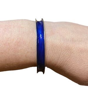 Vintage Sterling J Tostrup Norway Blue Enameled Bangle Bracelet
